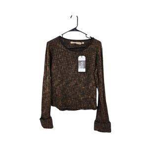 Cynthia Ashby Women's 100% Cotton Textured Long Sleeves Cuffed Pullover Top - S